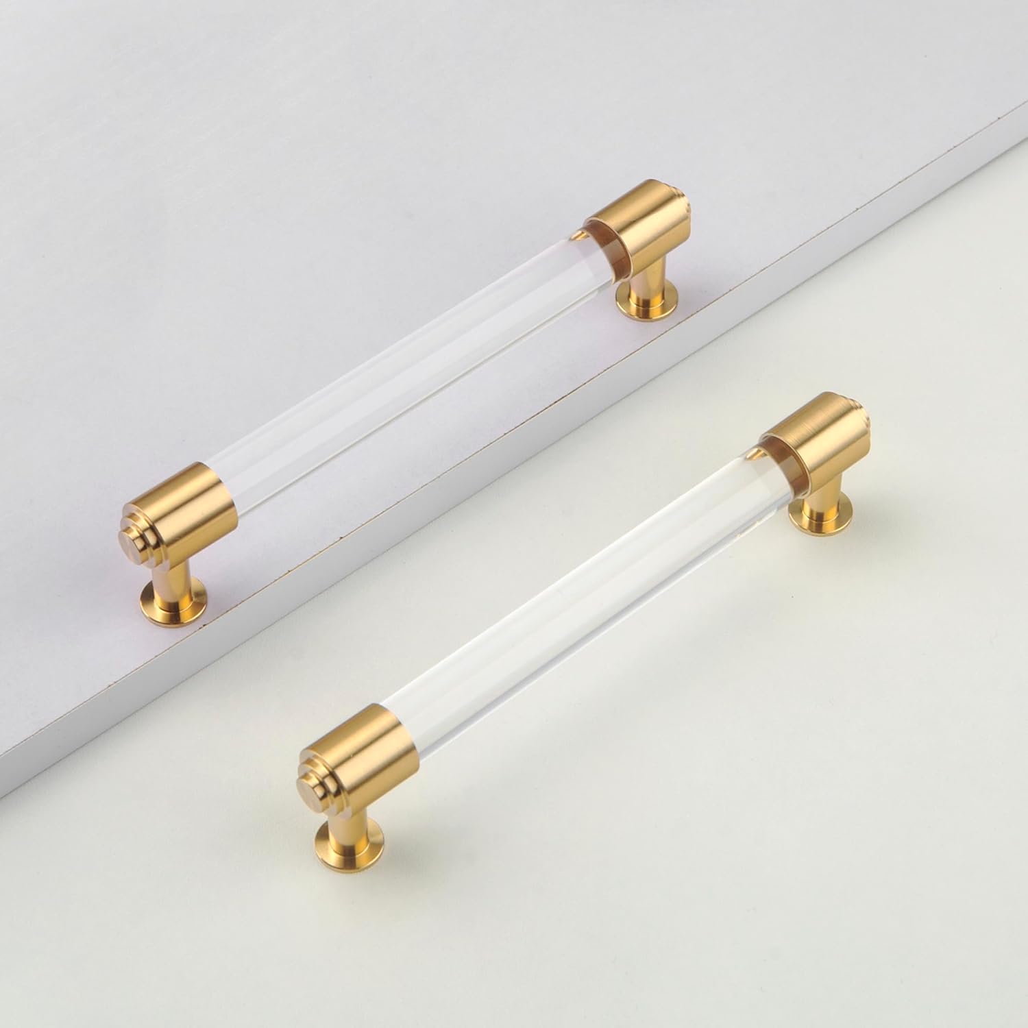 Modern Brass and Acrylic Kitchen Cabinet Pulls 5 Inch Hole Center 4Pack Elegant Gold Drawer Handle Charming Dresser Knob for Closet Cupboard Wardrobe Laundry Room Bathroom - Image 8