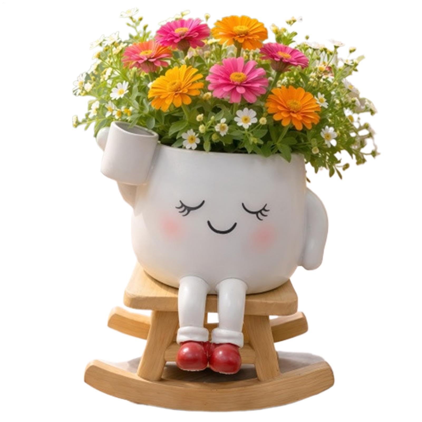 Jardinière résine motif visage une idée cadeau originale pour intérieur végétal