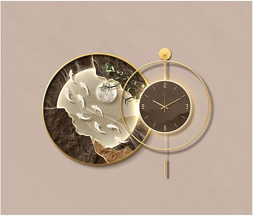 Miniatura 8 de SYALEO Lámpara de pared decorativa con luz LED estilo chino nueve peces colgante de pared pintura decorativa reloj que brilla en la oscuridad para