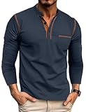 Men&apos;s Henley Shirt Long Sleeve T-Shirt Casual Top Pullover Lightweight Top Shirts with Button