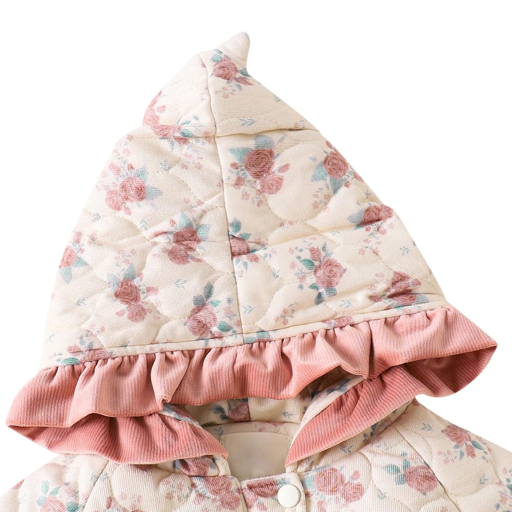 Hopscotch Girls Polyester Mini Length Long Coats in Off-White Color For Ages 5-6 Years 1