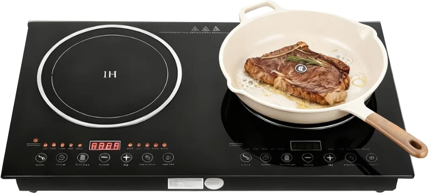 110V Induction Cooktop with 2 Burners 2400W Double Burner Electric Stove Countertop Induction Cooker with Digital Touch Controls