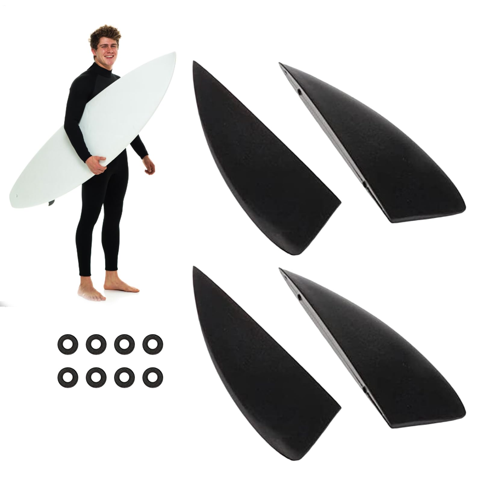 Aletas De Surf 4 Piezas Fly para Tabla De Kitesurf Juego Reforzado Desmontable