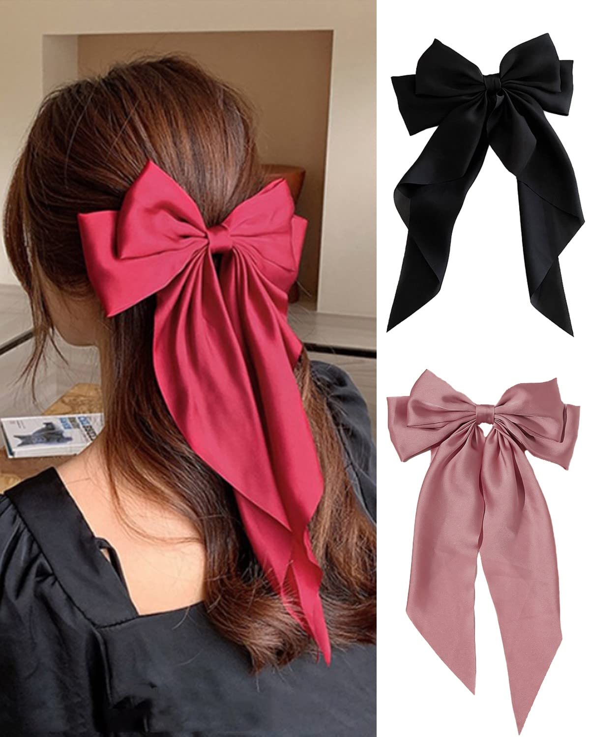 ZEVONDA Pack of 2 Big Bow Hair Clips - Image 2