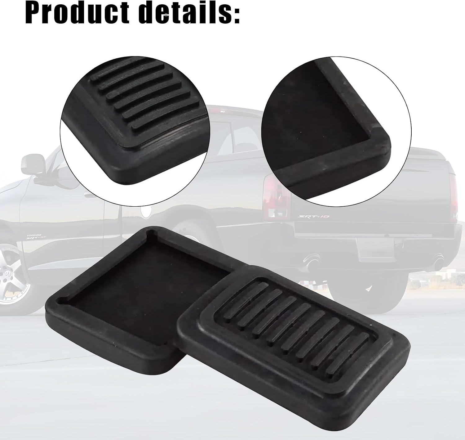 Brake and Clutch Pedal Pad Rubber Covers Compatible with 82-93 Dodge Ram （2 Pcs）