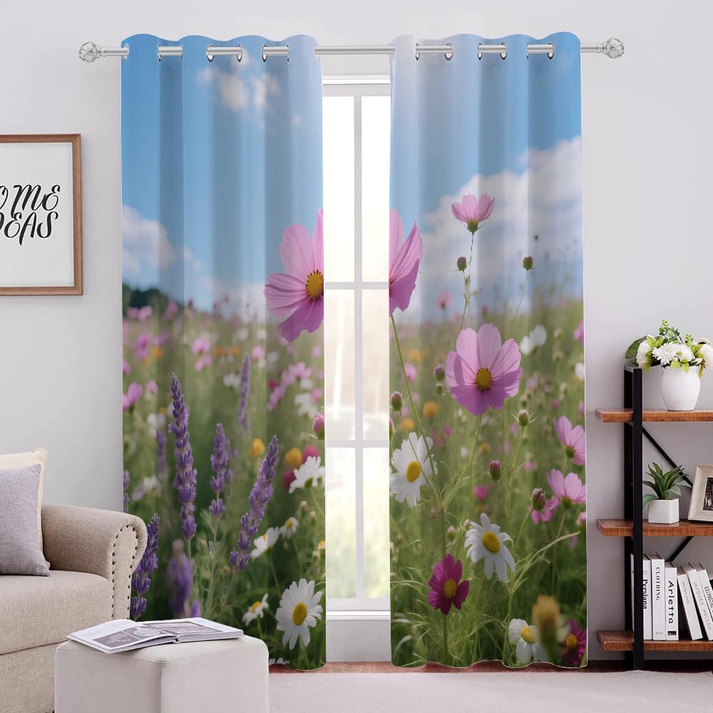 African Animals Blackout Decor Curtains 2 Panels 84" L x 54" W Printed Giraffe Elephant Window Treatment Set Grommet Heat Insulation Noise Reduction Drapes for Living Room/Bedroom