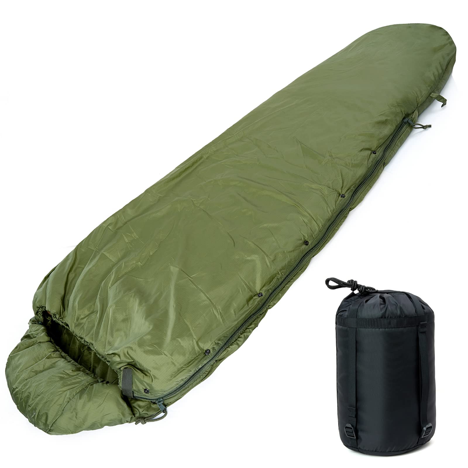 MT Military Patrol/Intermediate Sleeping Bag, Part of 4 Piece Army Modular Sleep System for All Season Olive Drab/Black