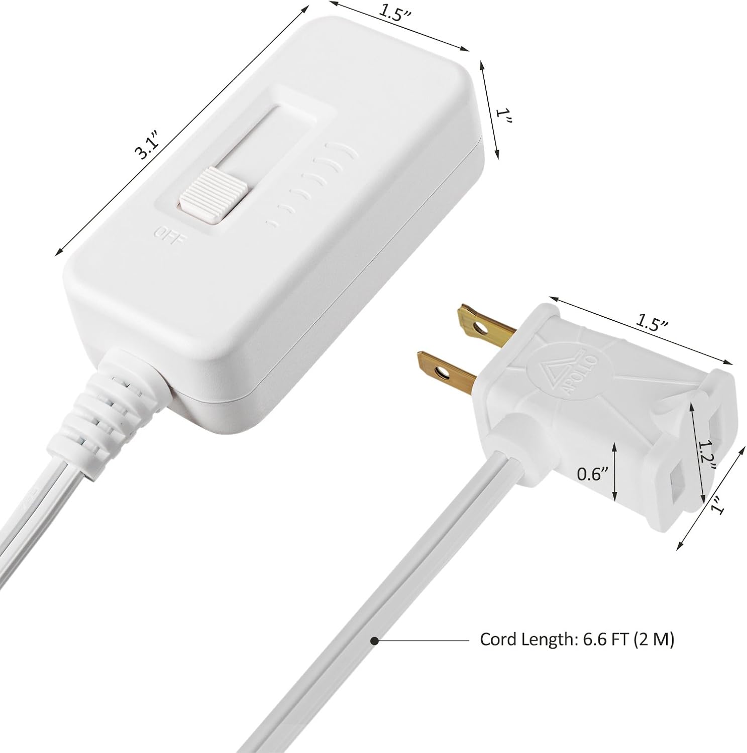 DEWENWILS Table Top Inline Dimmer Switch and Warm White Dimmable LED Light Bulb Set for Lamp, Full Range Slide Control, 6.6 ft Extension Cord, UL Listed - - 