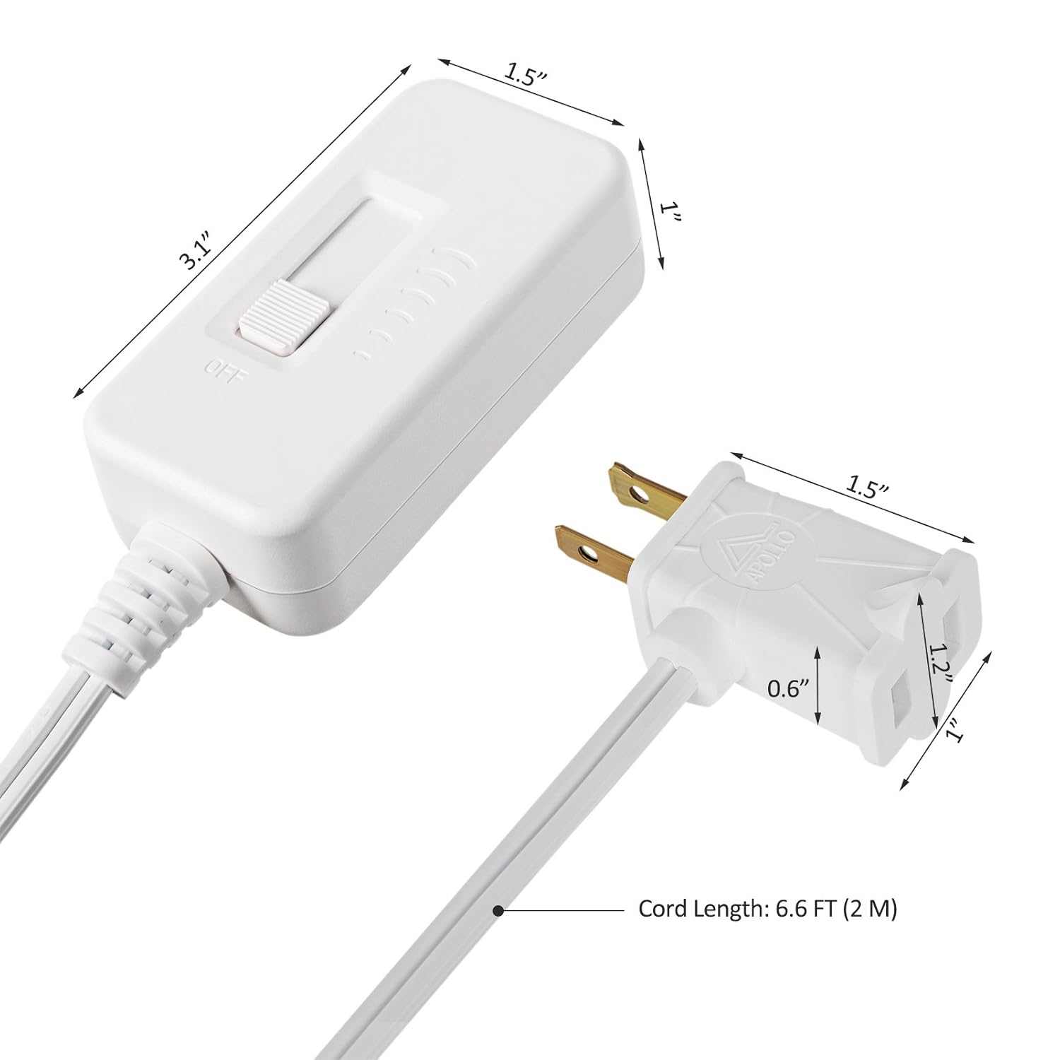 DEWENWILS Table Lamp Dimmer Switch for Dimmable LED/CFL Lights and Incandescent Bulbs, Full Range Slide Control, 6.6 ft Extension Cord, UL Listed, White, 2 Pack: Tools & Home Improvement