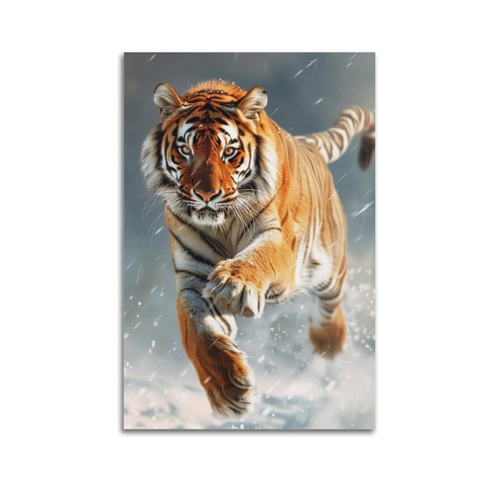JTLFXY Animal Artwork Poster Tiger in The Snow Poster Decorative Painting Canvas Wall Posters And Art Picture Print Modern Family Bedroom Decor Posters 20x30inch(50x75cm)