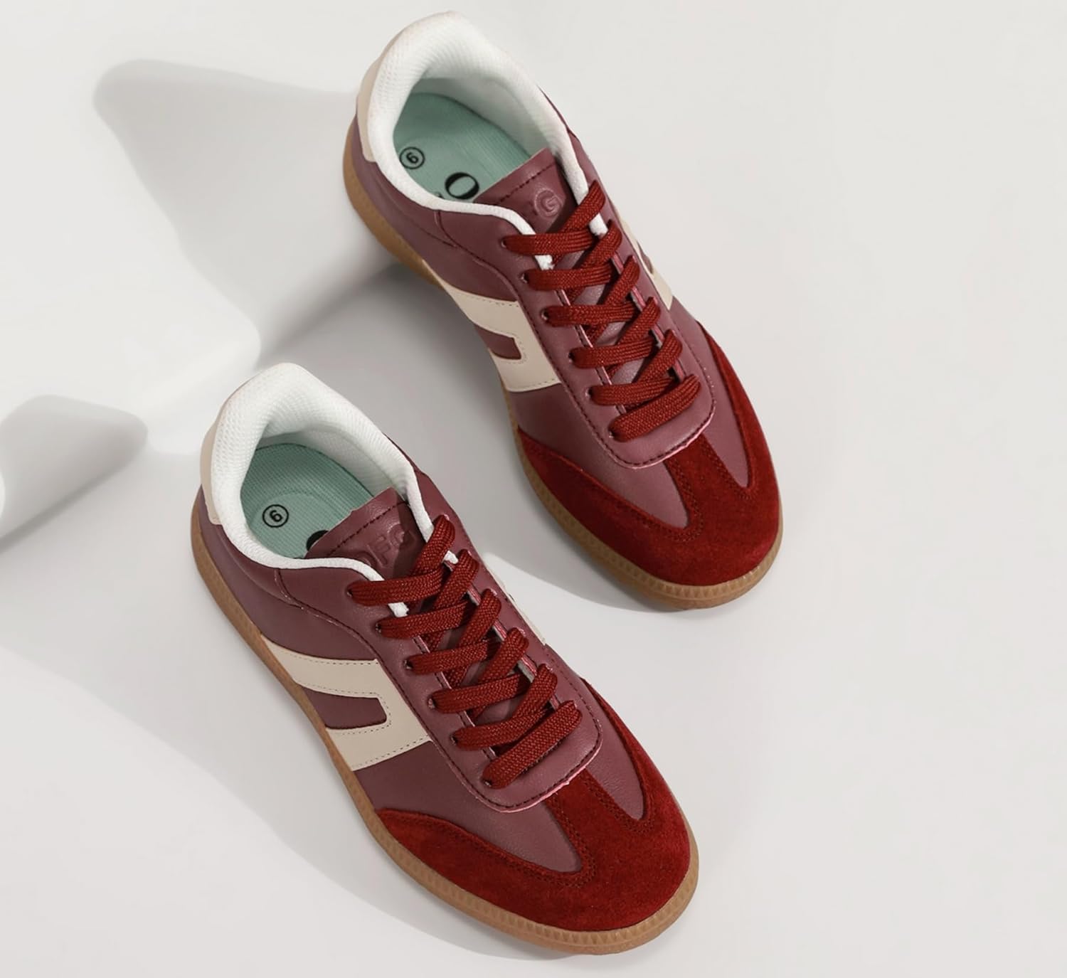 Women's Retro Gum Sole Fashion Sneakers-Lace Detail Casual Retro Walking Shoes-Gum Sole Casual Tennis-Anti Slip Trainers - Image 6