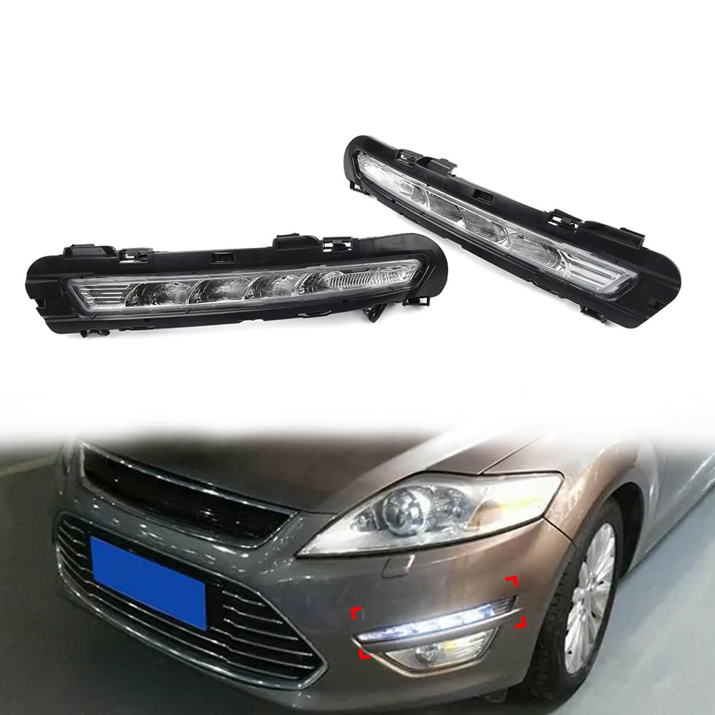 Cnswee6 2 Pcs Daytime Running Lights Front Fog Light Driving Lamps ABS White for Ford Mondeo 2011-2013