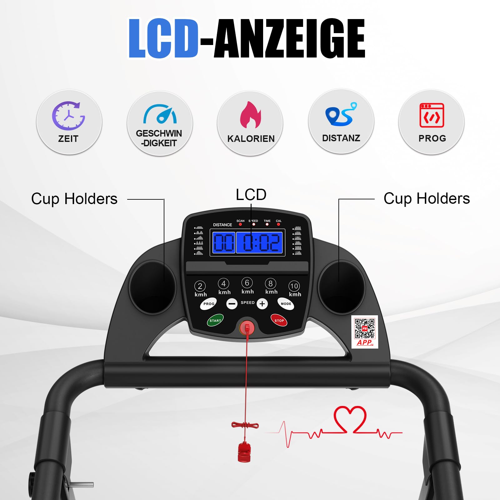 Generisch Bieżnia biurkowa 2 w 1, składana, nośność 120 kg, sterowanie aplikacją + 15 programów treningowych, potrójna amortyzacja, bieżnia do chodzenia, biegania, joggingu, domu i biura