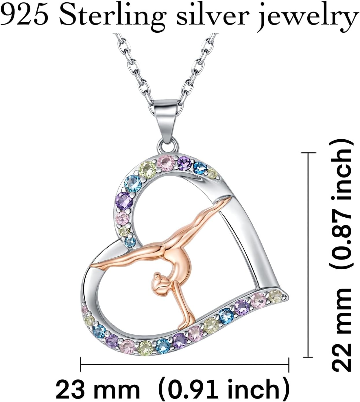 925 Sterling Silver Gymnastics Necklace Gymnastics Gifts Jewelry for Gymnast lovers Women Birthday