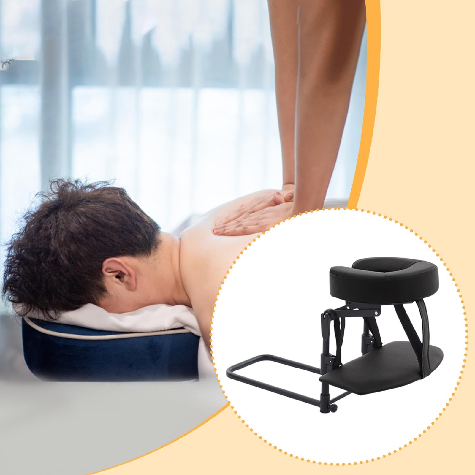 Oshhni Poggiatesta per materasso Kit per massaggio domestico Altezza regolabile Cuscino a faccia in giù Multifunzione Comodo per lettino da bellezza, Nero