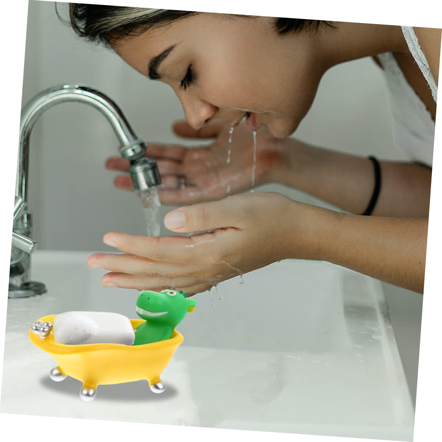 BESTYASH 1pc Cartoon Dinosaur Bathtub Soap Storage Box Drain Soap Dish for Boys and Girls Sponge Holder to Keep Bathroom Organized and Dry
