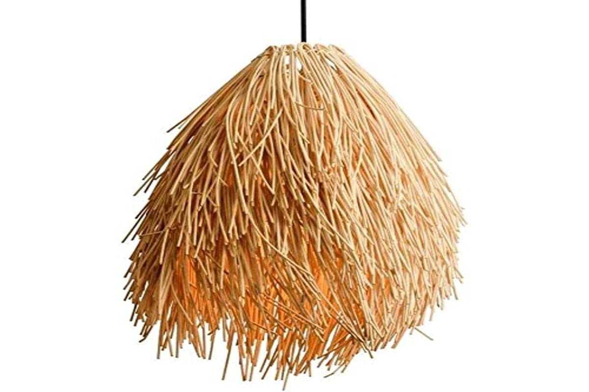 B·LED BARCELONA LED - Lámpara colgante de mimbre estilo oriental TINA