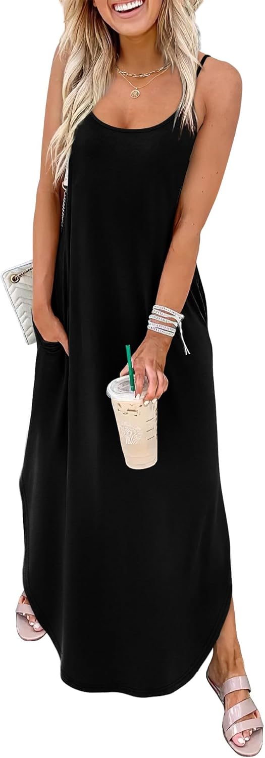 WIHOLL Women's Maxi Dresses for Women Casual Long Summer Sun Dresses 2026 Spaghetti Strap Hawaiian Vacation Outfits for Women