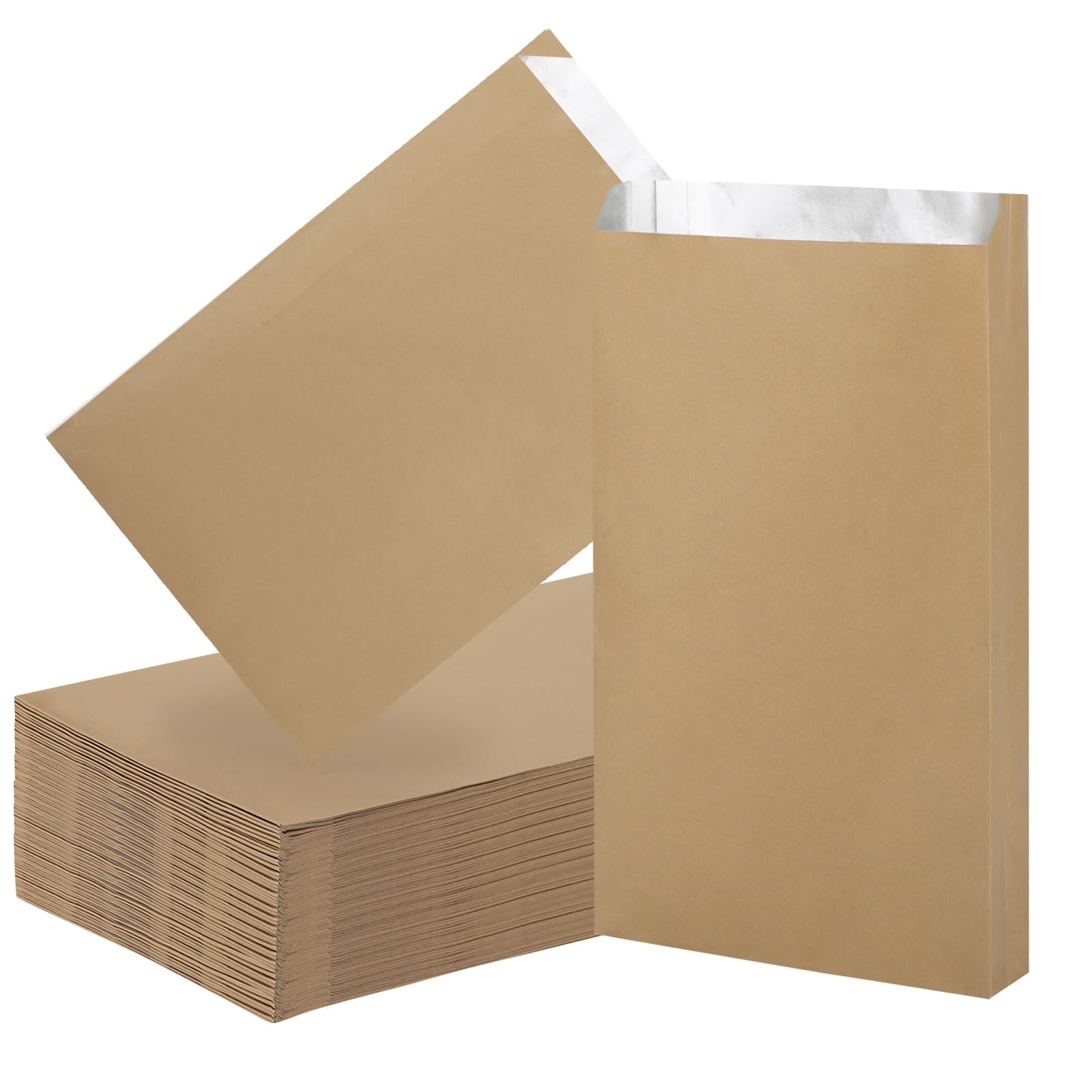 EUSOAR Hamburger Wrappers, 100pcs 6.2"x11.8"x1.6" Kraft Foil Sandwich Bags, Hot Dog Bags, Disposable Food Storage for Hot Food, Bakery Cookies, Treats, Snack, BBQ Take-out