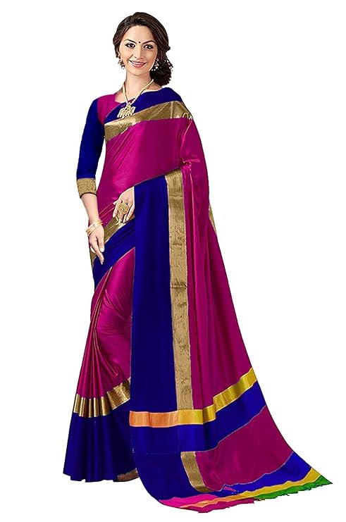 Womens cotton Silk Saree With Blouse Piece (VisvaVariation3)
