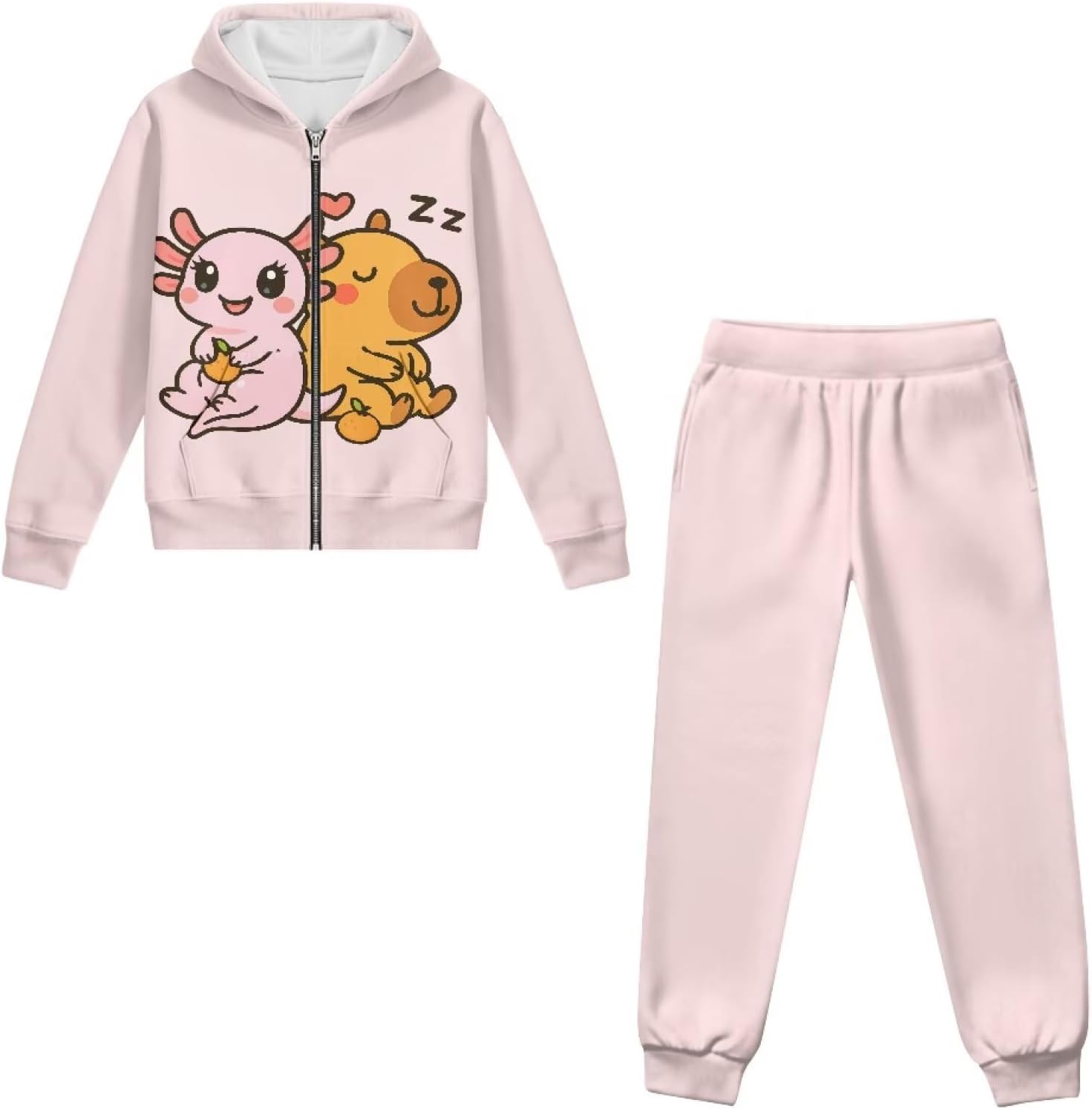 Zip Up Sweatshirts and Sweatpants for Girls 6-15 Years Hoodies and Pants Set Kids Sportswear