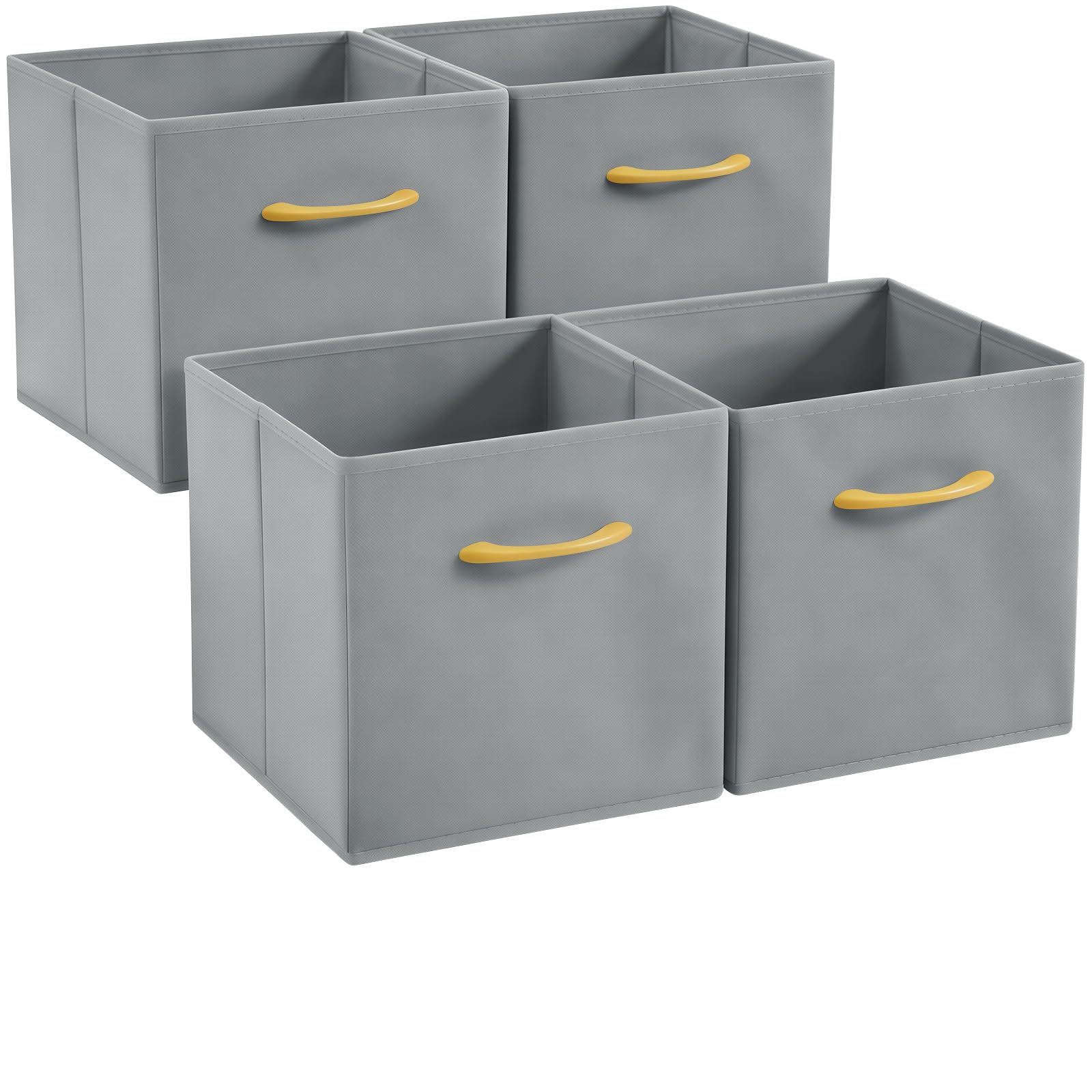 Hibtn Set of 4 Foldable Storage Box, Fabric with Handles Storage Cubes And Cloth Storage Organizer Drawer For Closet And Toys Storage,30 x 30 x 30 cm, Gray