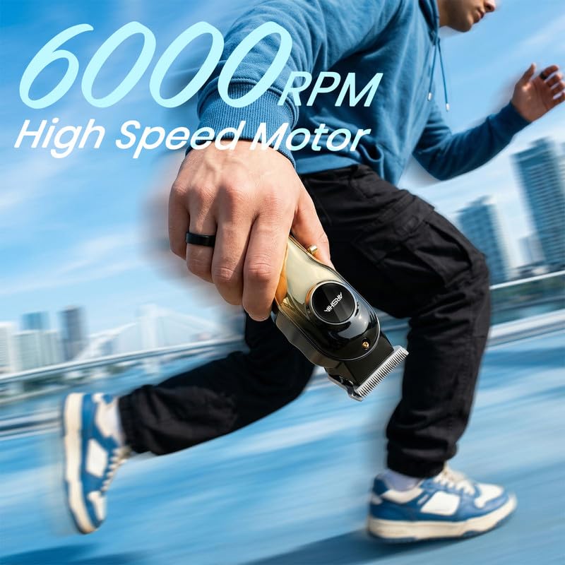 Image of A-305 Hair Trimmer for Men, Cordless Beard & Hair Trimmer, Stainless Steel Blades, 900mAh Battery, 180 Min Runtime, LED Display, Type-C Fast Charging, Rechargeable, 2 Year Warranty, Gold-Black