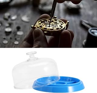 6つのコンパートメント付き腕時計収納ボックス 透明カバー付き プラスチック製 防湿ダストトレイ 腕時計ムーブメント用 防塵収納ボックス 腕時計ムーブメントパーツ用