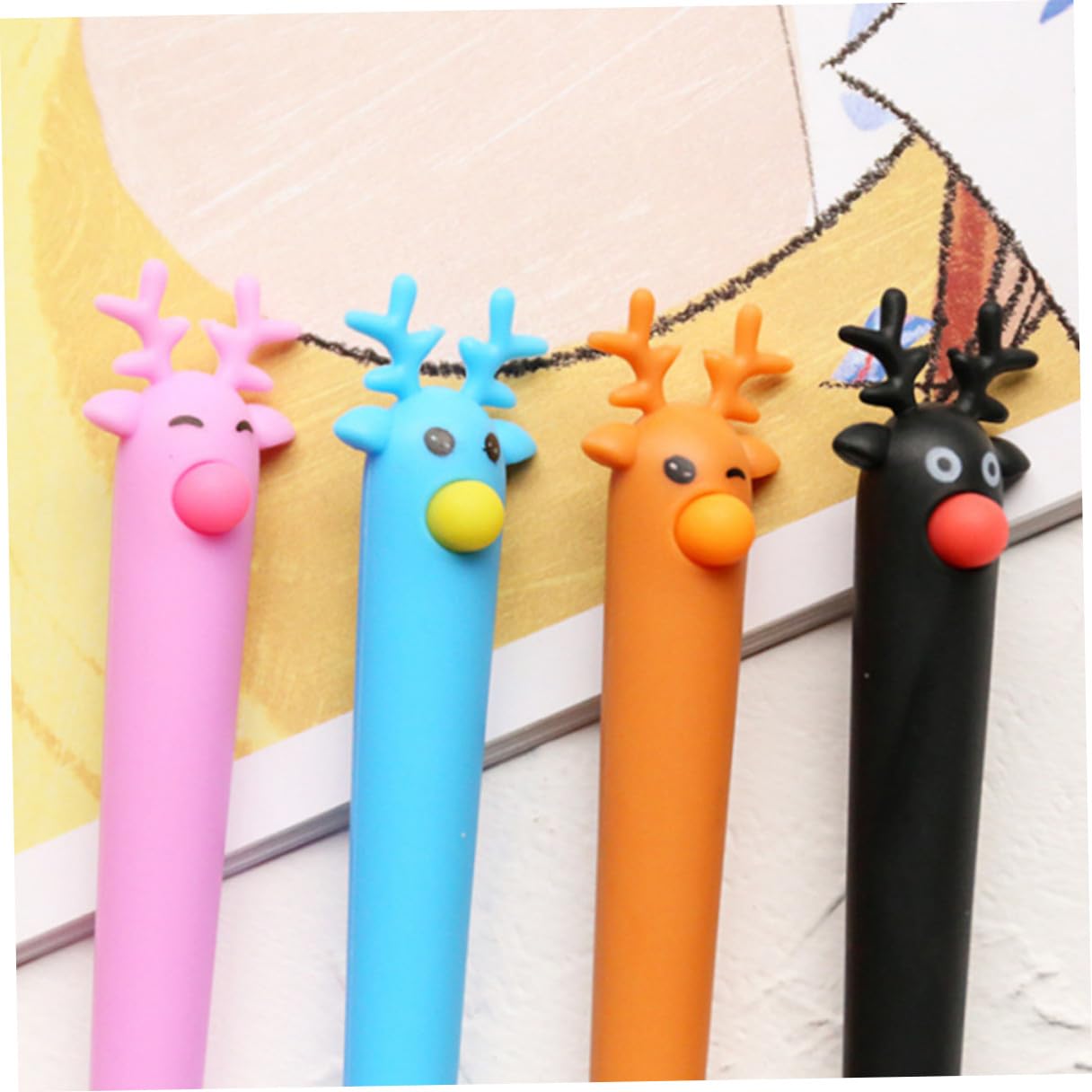 DOITOOL 32 Piezas Bolígrafos de Tinta Azul con Diseño de Negro Marrón Azul y Rosa para Estudiantes de Primaria Escritura y Regalo para Oficina y Escuela