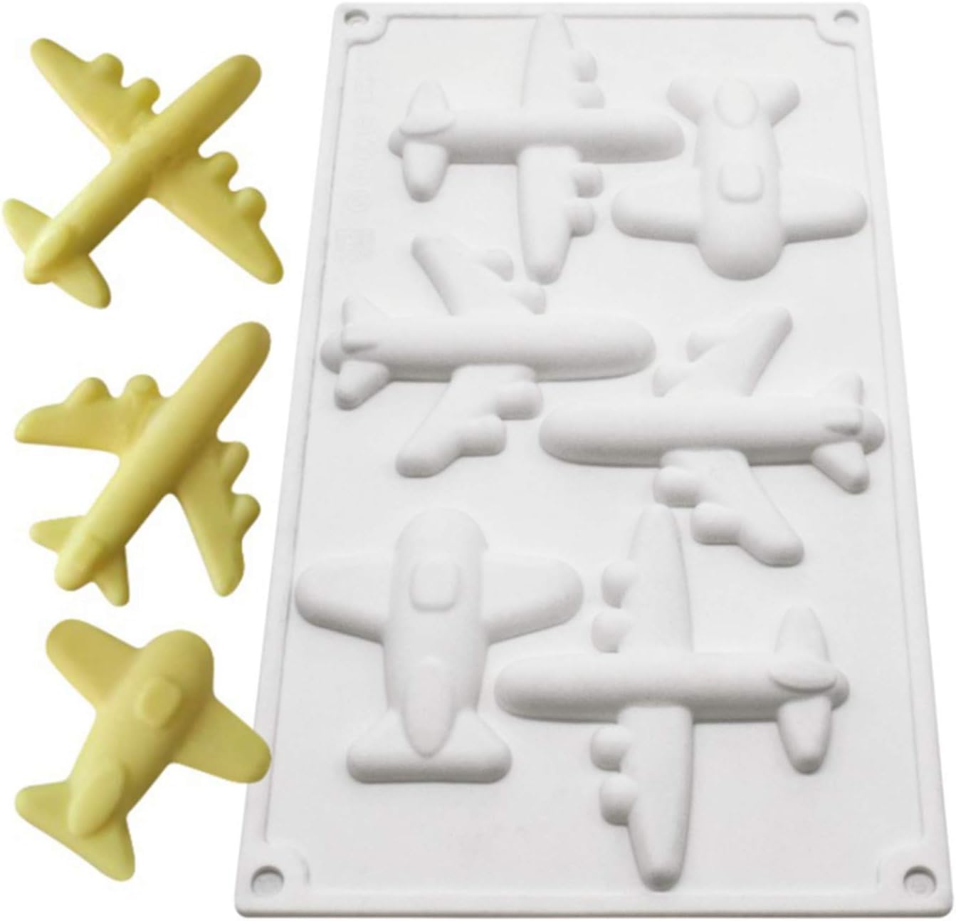 3D Airplane Fondant Silicone Molds - Reusable Non-stick Easy Release Chocolate Mousse Mold ，For Cupcake Decoration Fat Bomb Melt Mini Ice Cube Trays(6-Cavity)