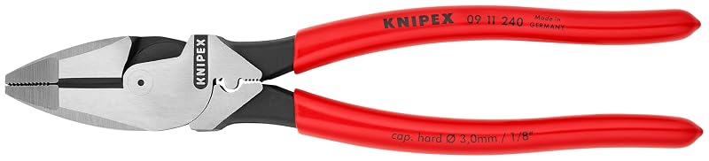 Alicate de Corte Diagonal KNIPEX 09 11 240 com Alto Poder de Alavanca, Puxador de Fita e Crimpador