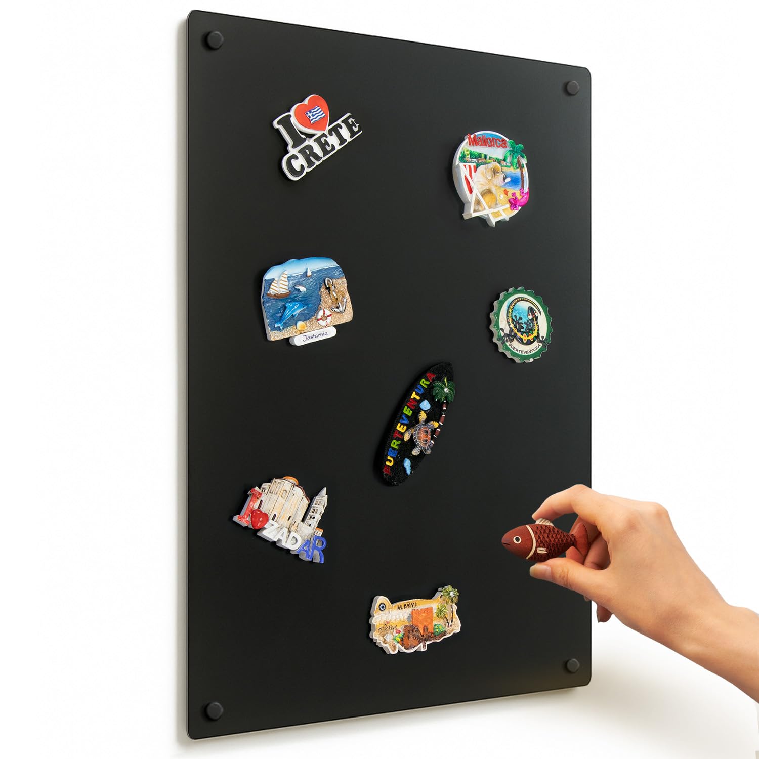 Magnetische Tafel aus Metall 40x60 cm Wandtafel Schwarz Rechteckig Zuhause, Küche und Büro Wanddekoration Magnettafel zum Aufhängen für Wand Rahmenlos für Magnete und Fotos
