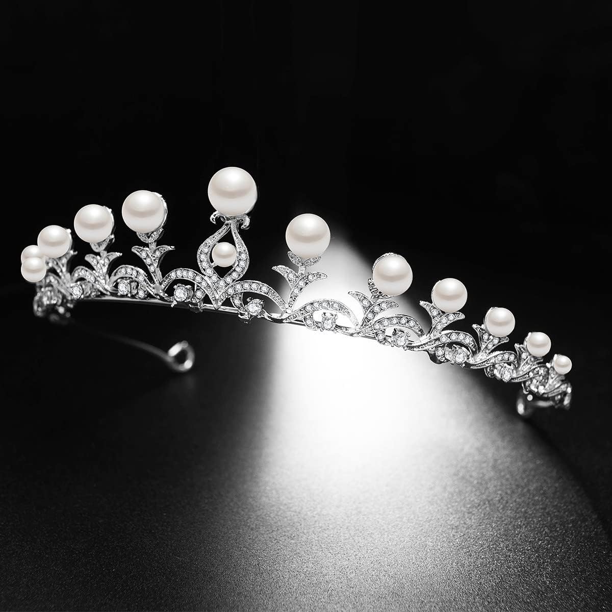 Women Luxury Wedding Bridal Pearl Crown Diana Hair Band Headdress Tiara For Wedding Quinceanera Pageant Prom Party Birthday - Image 4