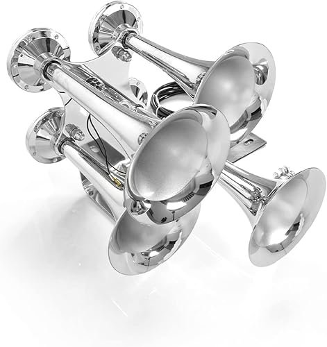 Miniatura 5 de Highsoar - Bocina de aire para camión de 12 V24 V, 150 db, 4 bocinas de trompeta, kit universal para coche, tren, barco