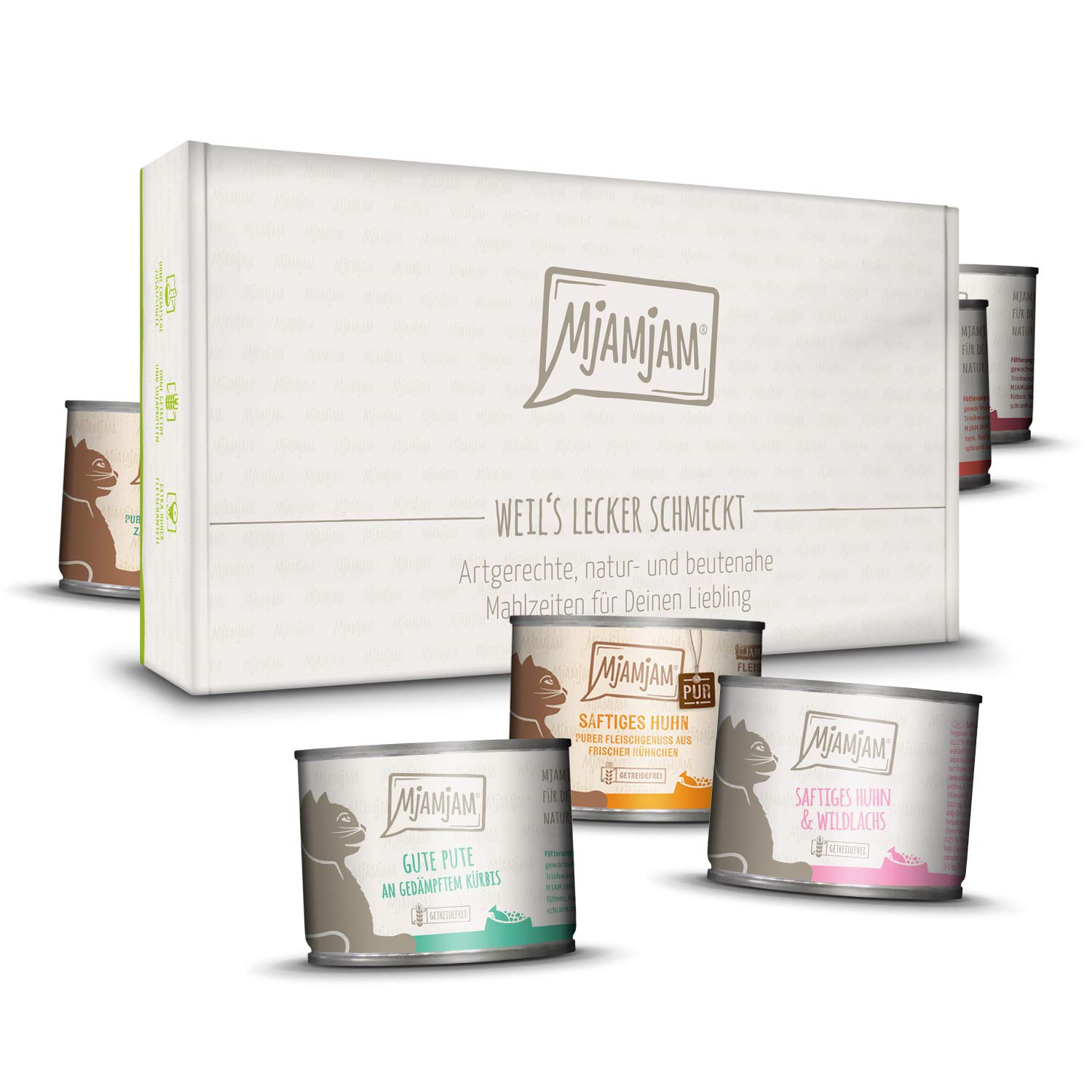 MjAMjAM - cibo umido premium per gatti - gustosa scatola, confezione da 12 (12 x 200 g), senza cereali con carne extra