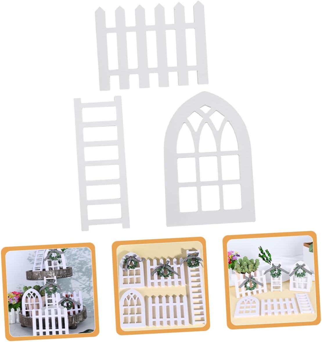 GLEAVI 3pcs Rustic Farmhouse Themed Tiered Tray Decor Ladder Window Fence Signs for Kitchen and Spring Home Decoration present for Friends and Festivals