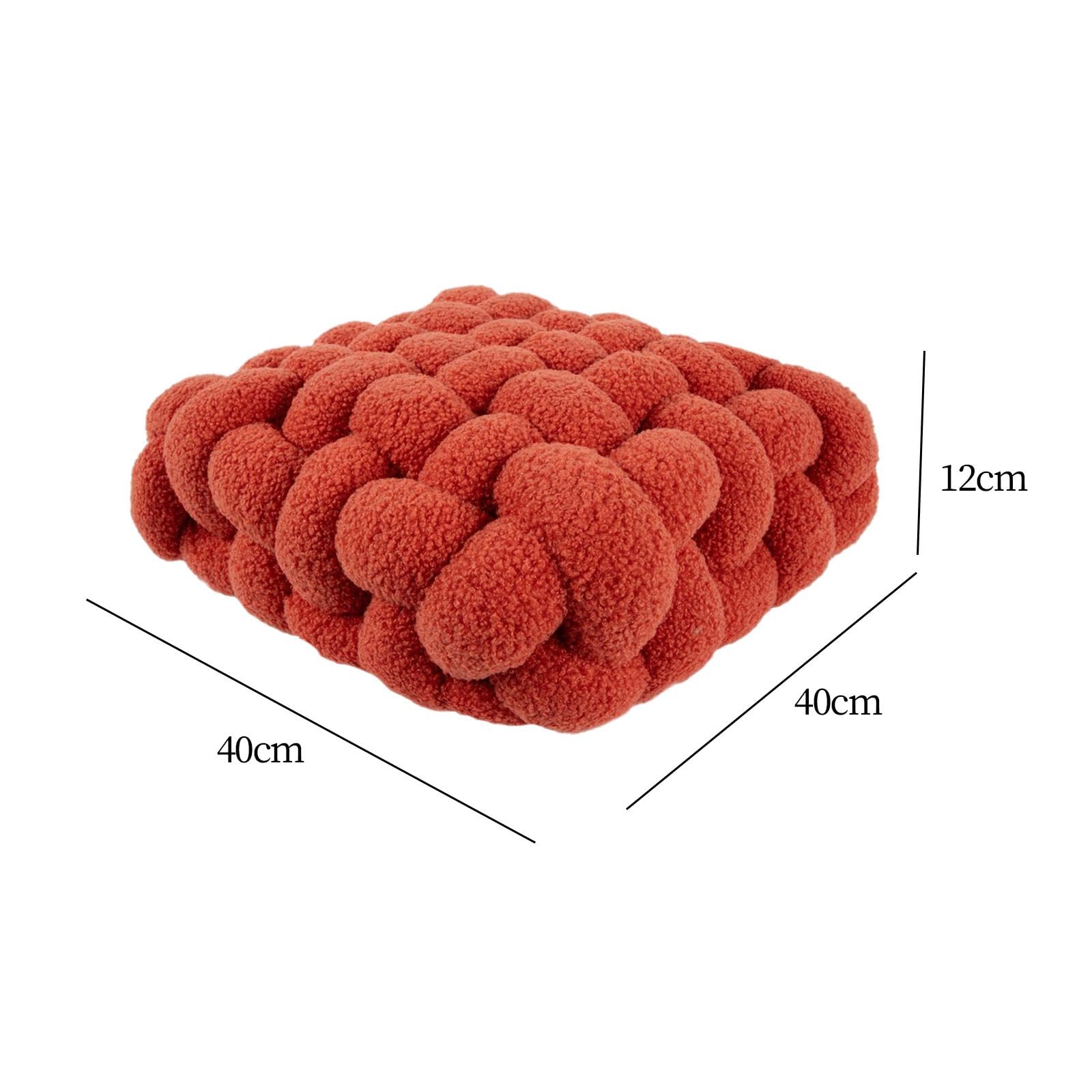 Gewebtes sitzkissen Bodenkissen Kinder, Handgewebtes Sofa Rücken Extra Dicke Sitzauflagen, Plüschkissen für Restaurant,Wohnzimmer,Indoor u. Outdoor,40x40x12cm,Grapefruitrot