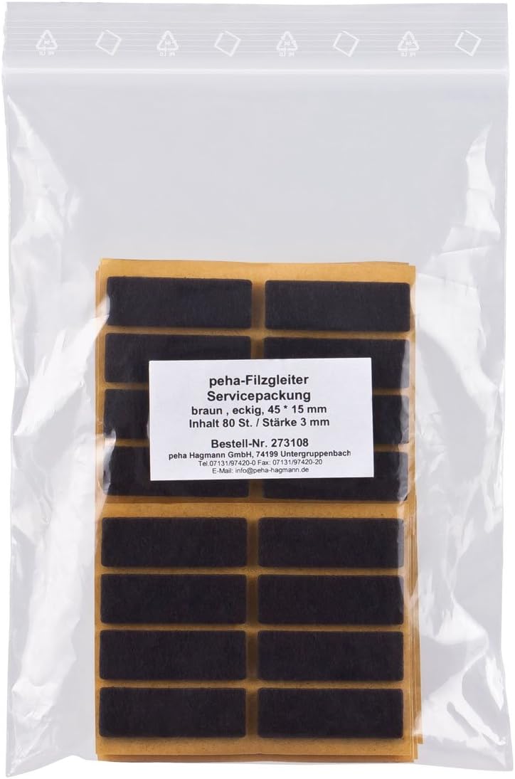 Adsamm® / 18 x zelfklevende viltglijders/Bruin / 25x50 mm
