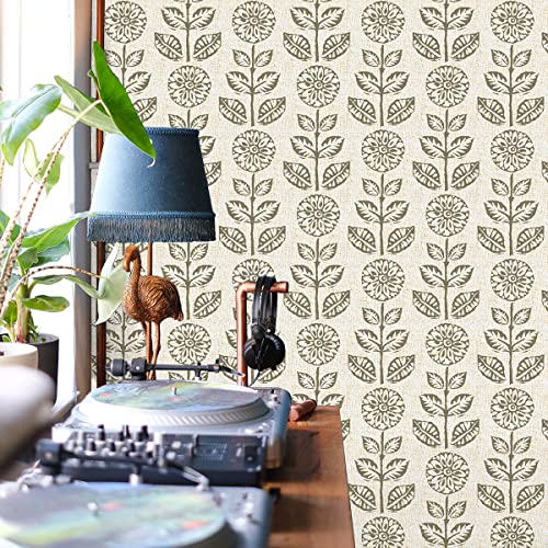 Wudnaye Floral Peel And Stick Wallpaper Vintage Floral Decorative Wall Paper 17.7 Inch × 118 Inch Tulip Self Adhesive Removable Wallpaper Floral Contact Paper Retro Farmhouse Flower Wallpaper Vinyl #TOP3