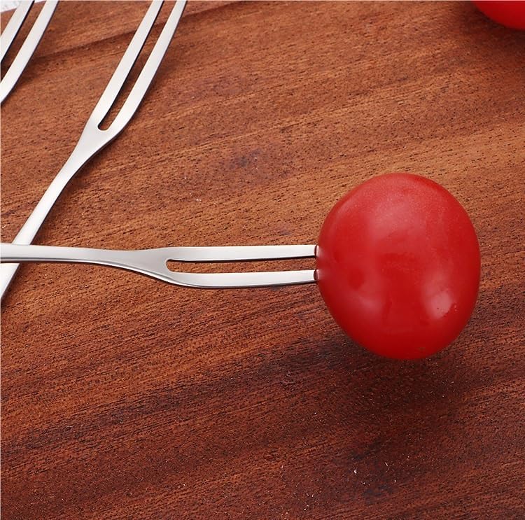 Flatware Silverware Set, Stainless Steel Tableware Fruit Fork Two-tine Fork Cake Fork Dessert Fork, Tableware Cutlery Set(6Set)