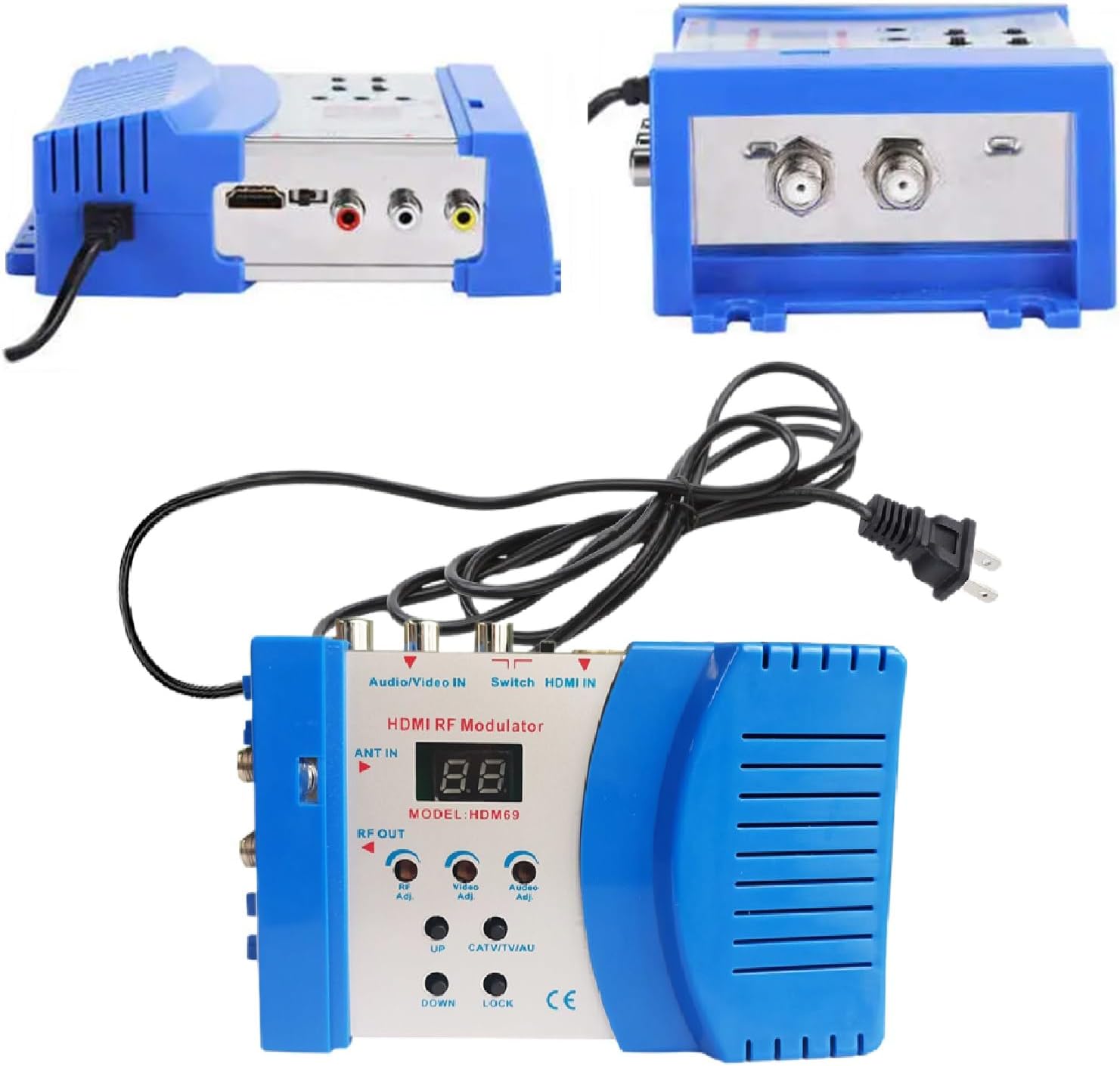 HDMI Modulator RF Modulator, HDMI AV to RF Modulator PAL NTSC Output Plug and Play AV to RF Converter for Home TV Game Console