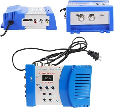 HDMI Modulator RF Modulator, HDMI AV to RF Modulator PAL NTSC Output Plug and Play AV to RF Converter for Home TV Game Console