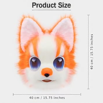 Furry Animal Mask, Plush Dog Fox Mask, Lolita Comic Party Role Play(D)