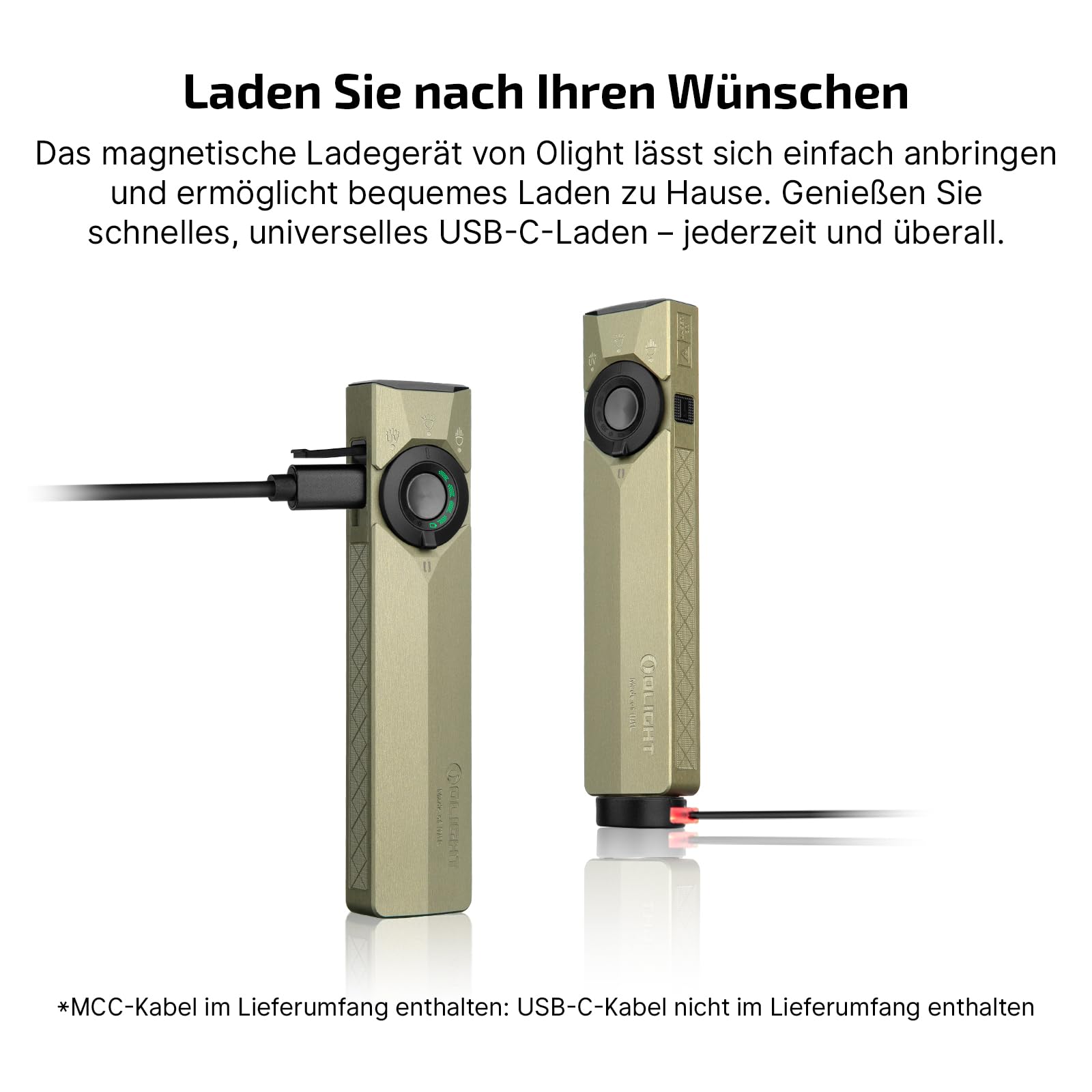 OLIGHT ArkPro Ultra led Taschenlampe mit UV Licht und Grünlicht, 1700 Lumen, robuster flache Taschenlampe mit reinweißem Licht, Magnetischer oder USB-C Anschluss für Outdoor, IPX7 Wasserdicht, OD Grün