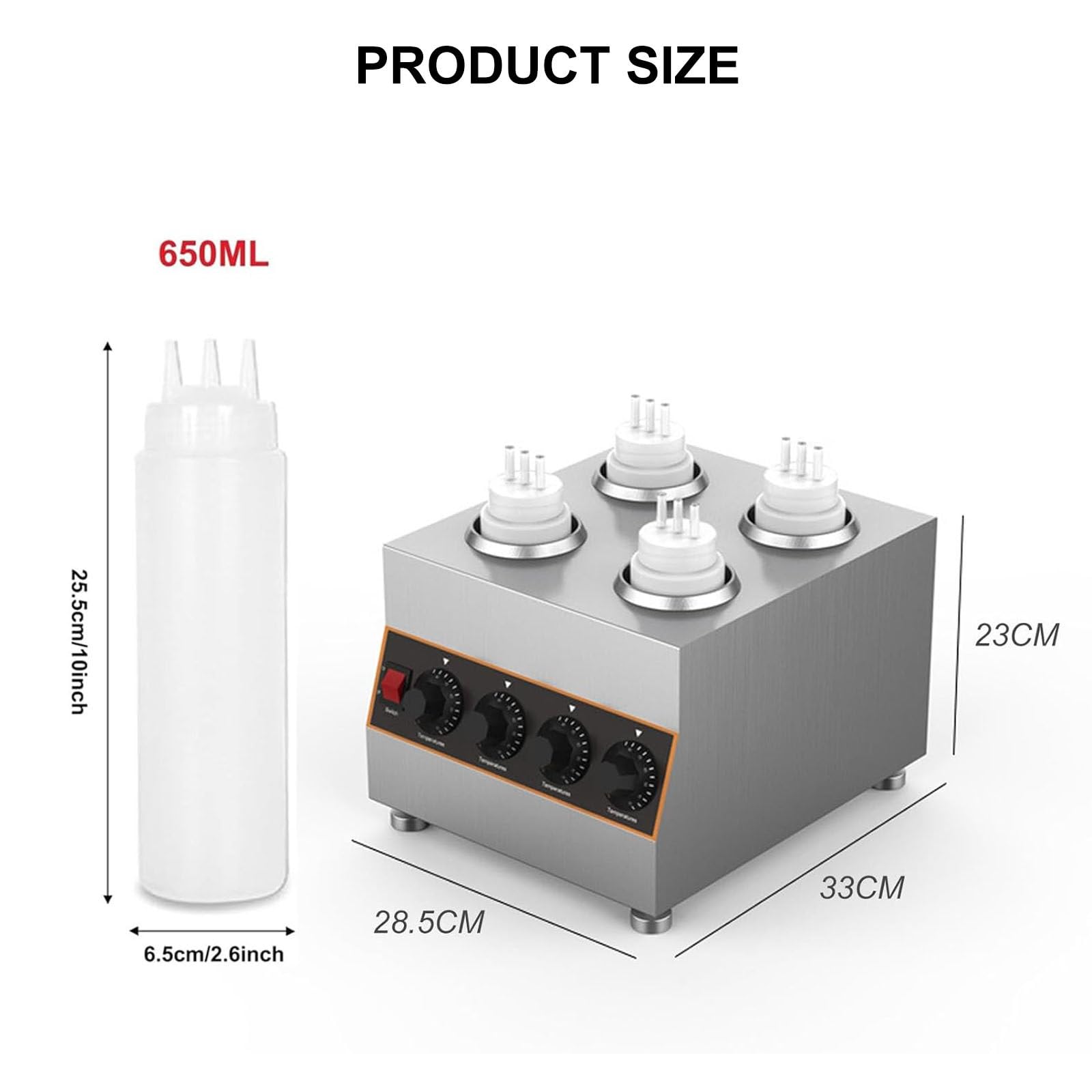 Calentador EléCtrico De Salsa De Queso, Dispensador De Queso Nacho, Calentador De Biberones Con Salsa De Queso Caliente De 640 W, Calentador De Jarabe De Acero Inoxidable Con 4 Bombas,220V