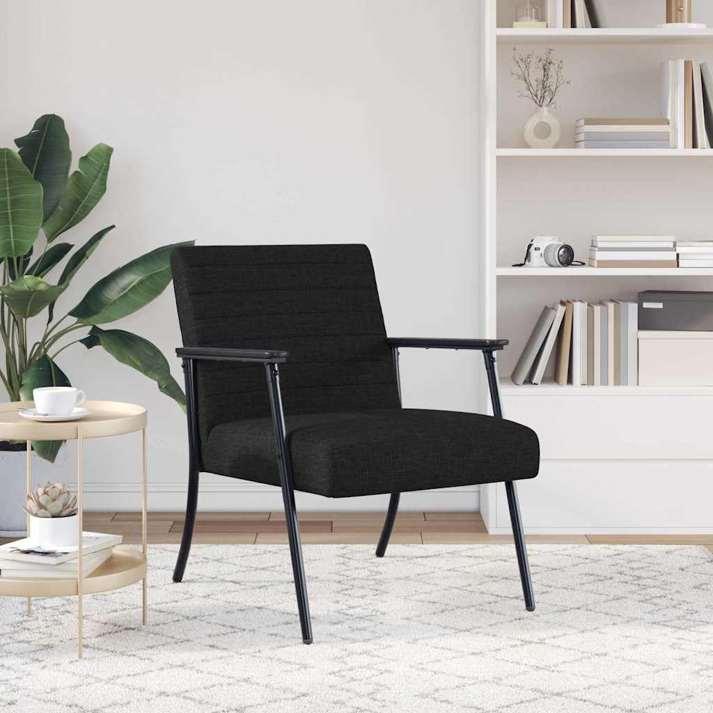 Nowoczesny fotel z materiału z ergonomicznym oparciem i podłokietnikami, 59 x 75 x 78 cm, tapicerowane krzesło do salonu, sypialni, biura i kącika do czytania