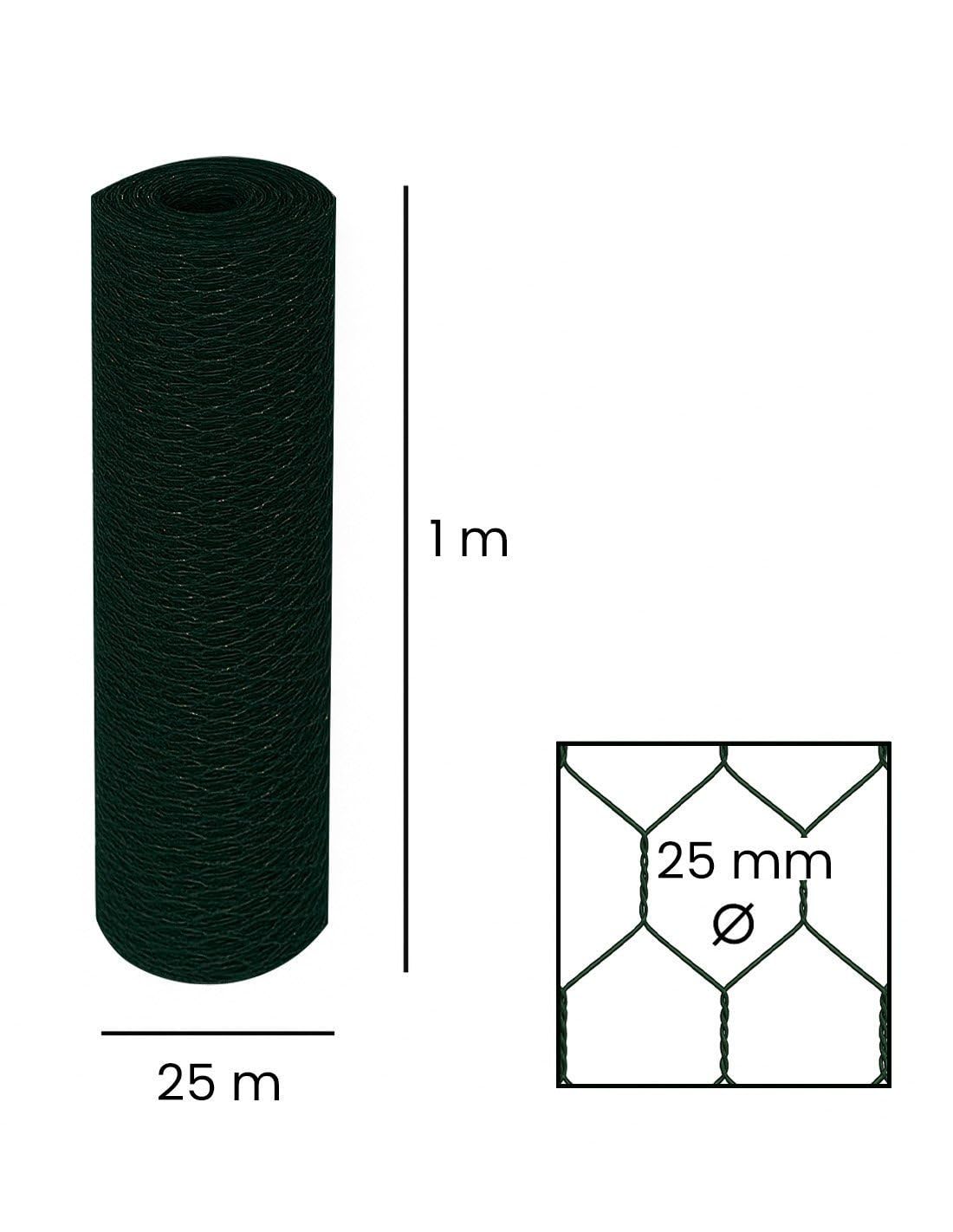 Jardin202 - Malla Hexagonal Galvanizada para Cercados | Ideal para Jardín y Protección de Animales | Rollos de 0,5x10m, 1x10m, 1x25m y 1x50m | 25mm 1x25m (Verde) — view 3