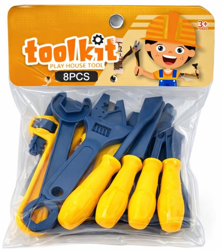 TOY STATION Kids Tools Kit | Construction Tools Set for Boys & Girls | Pretend Play Mechanic Tool Kit |STEM Learning |Educational DIY Role Play Toy for Ages 3-8 | Birthday Gift | 8pc Set 3