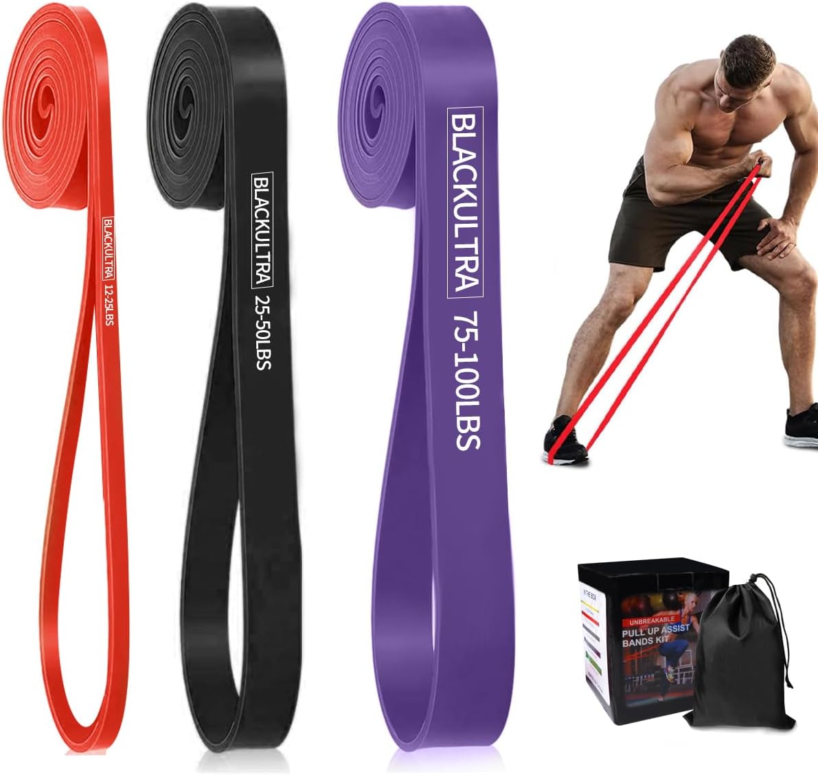 Faixas de Resistência, Faixas de Assistência para Pull-up - Faixas de Treino, Conjunto de Faixas de Resistência Longas para Exercícios, Condicionamento Físico, Treinamento, Fisioterapia