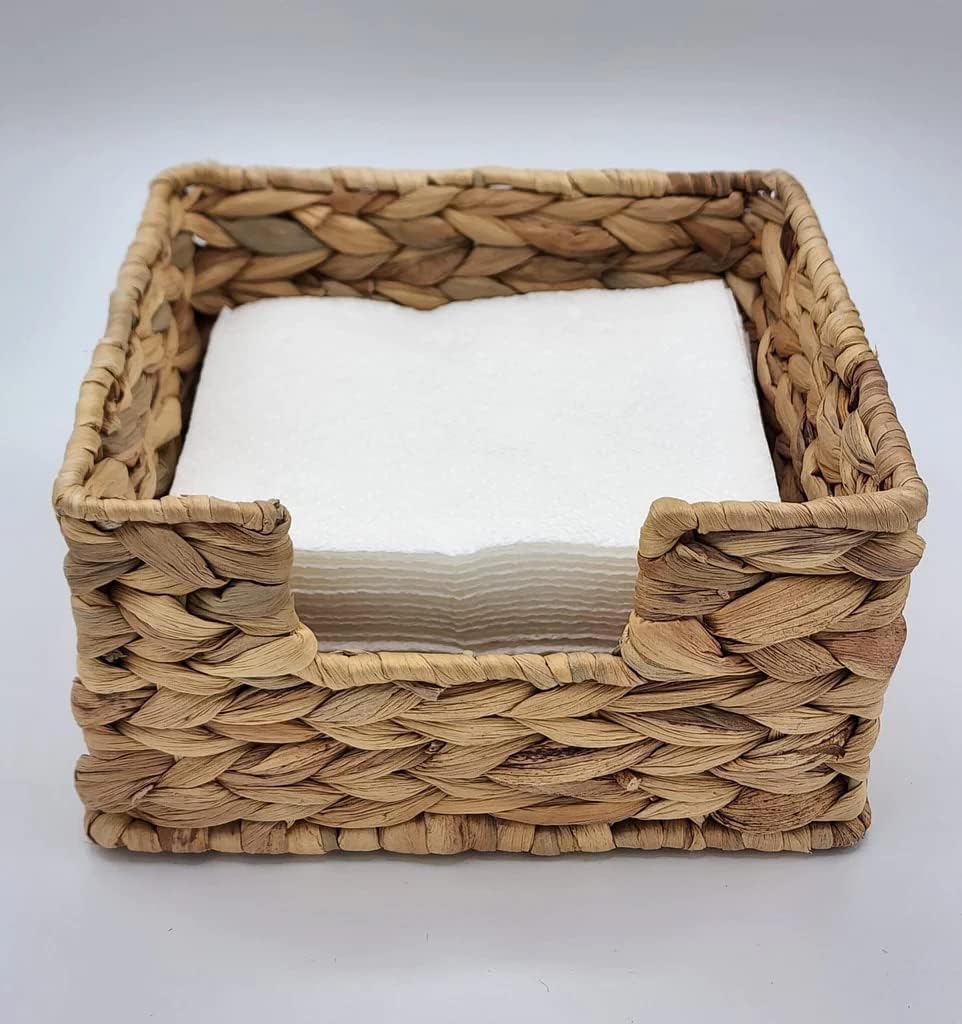 Water Hyacinth Napkin Holder Basket 7.75Inch Farmhouse